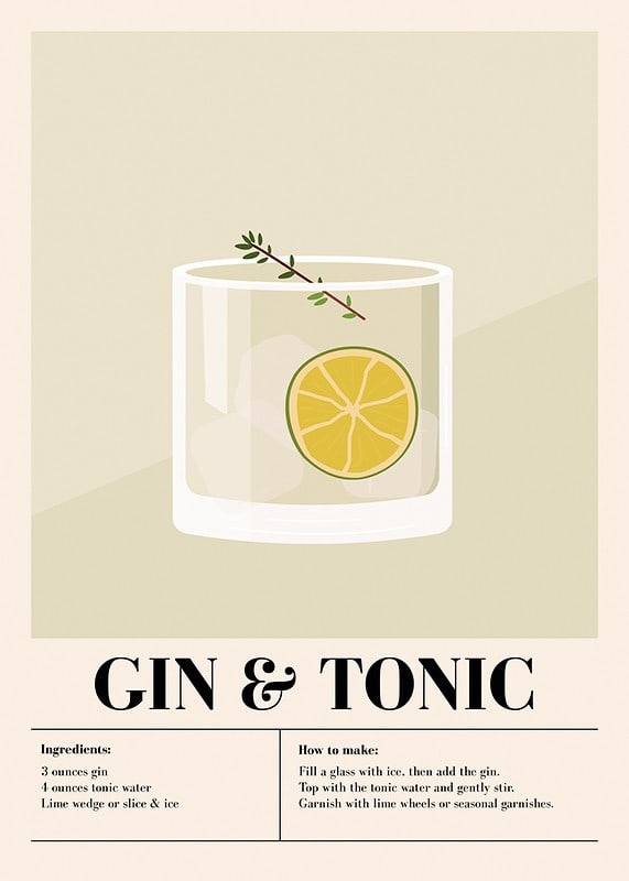 Póster Gin Tonic Cocktail