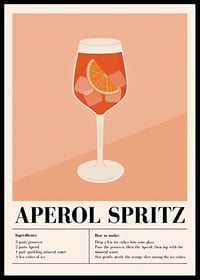 Illustration of Aperol Spritz in wine glass on peach colored background-0