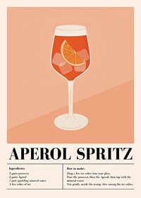 Illustration of Aperol Spritz in wine glass on peach colored background-1