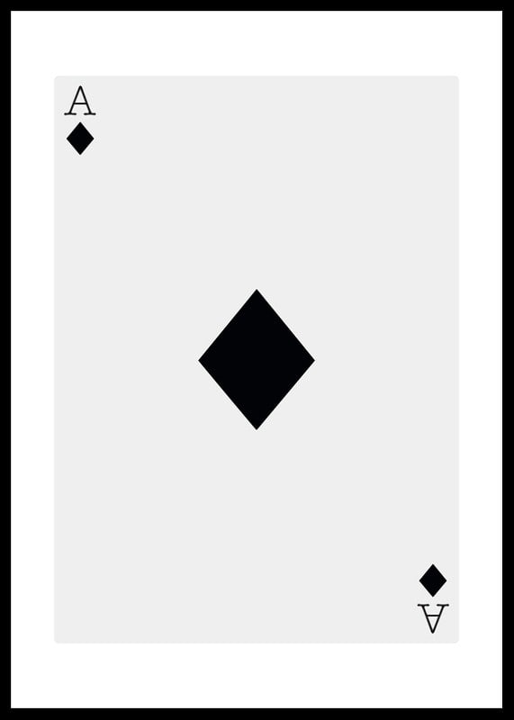 Minimalist illustration of an ace of diamonds in black and white-12