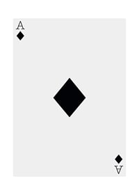 Minimalist illustration of an ace of diamonds in black and white-1