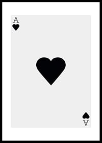 Minimalistisk illustration av ett hjärter ess i svartvitt-0