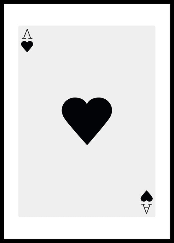 Minimalistisk illustration av ett hjärter ess i svartvitt-12