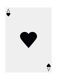 Minimalistisk illustration av ett hjärter ess i svartvitt-1