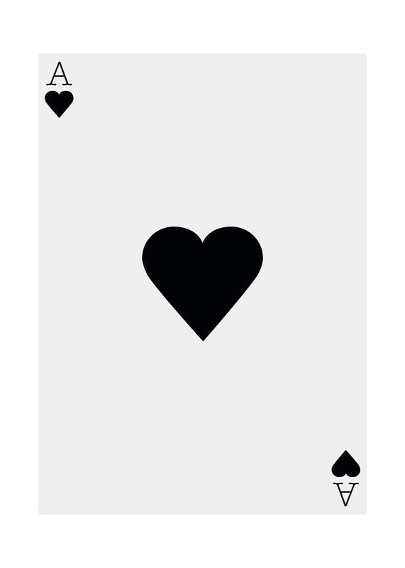 Minimalistisk illustration av ett hjärter ess i svartvitt-12