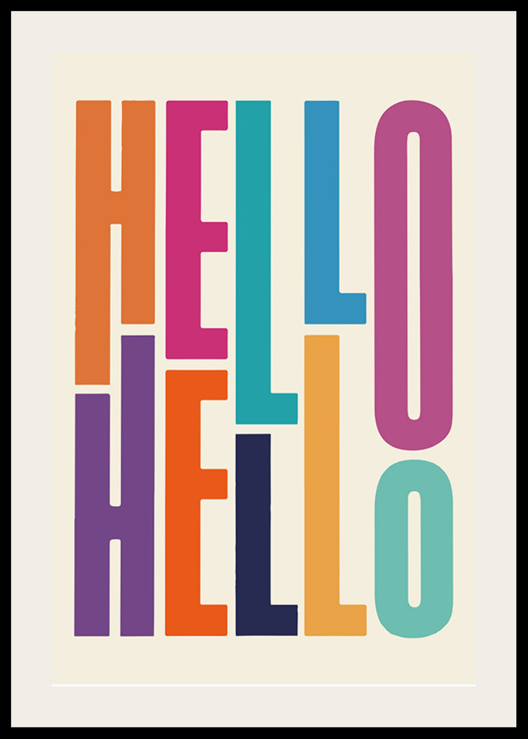 Colorful text illustration with the word HELLO in different shades-12