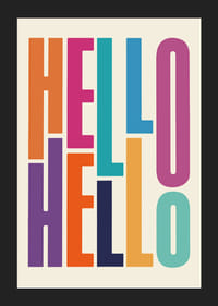 Färgglad textillustration med ordet HELLO i olika nyanser-5