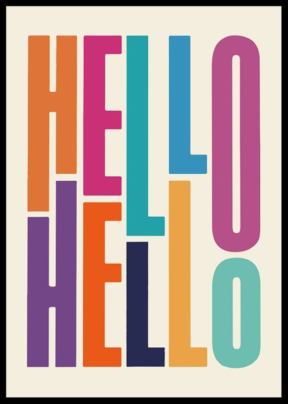 Colorful text illustration with the word HELLO in different shades-12