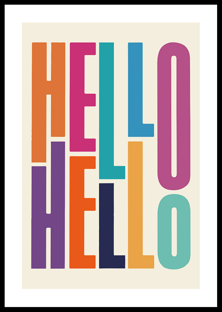Colorful text illustration with the word HELLO in different shades-12
