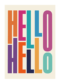 Colorful text illustration with the word HELLO in different shades-1