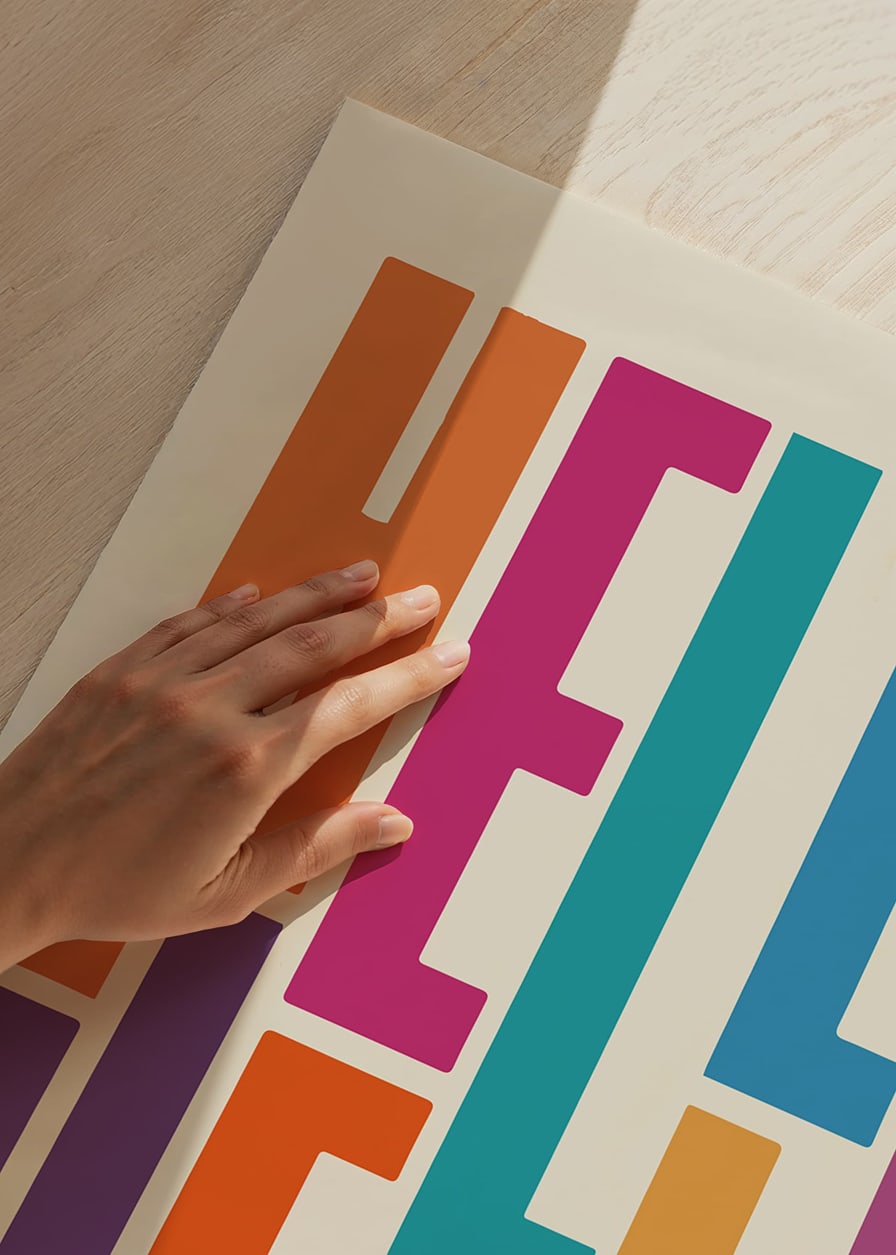Colorful text illustration with the word HELLO in different shades-12