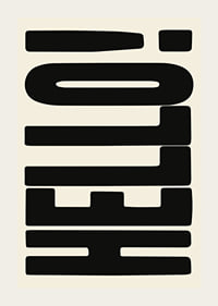 Graphic text illustration with black shapes on beige background-3
