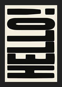 Graphic text illustration with black shapes on beige background-5