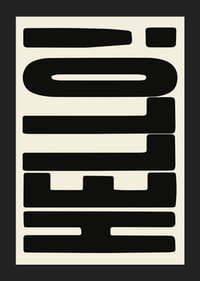 Graficzna ilustracja tekstowa z czarnymi kształtami na beżowym tle-5