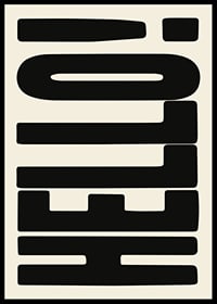 Graphic text illustration with black shapes on beige background-6