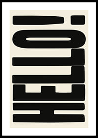 Graphic text illustration with black shapes on beige background-0
