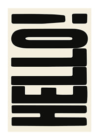 Graphic text illustration with black shapes on beige background-1