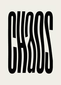 Grafische Textdarstellung mit dem Wort CHAOS in Schwarz auf Beige-3