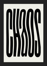 Grafische Textdarstellung mit dem Wort CHAOS in Schwarz auf Beige-5