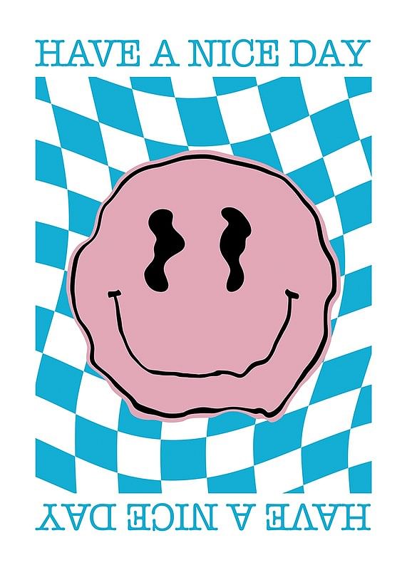 Plagát Smiley Pink And Blue