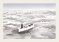 Illustration of person in rowboat above cloud cover-3