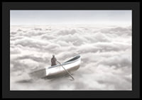 Illustration of person in rowboat above cloud cover-4