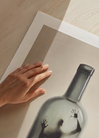 Surreal illustration of human figure trapped in bottle-9