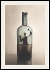 Surreal illustration of human figure trapped in bottle-2