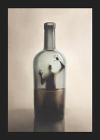 Surreal illustration of human figure trapped in bottle-5