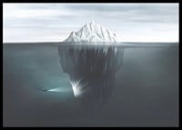 Illustration of iceberg under water surface with diver and flashlight-6