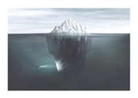 Illustration of iceberg under water surface with diver and flashlight-1
