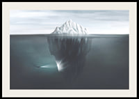 Illustration of iceberg under water surface with diver and flashlight-2