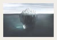 Illustration of iceberg under water surface with diver and flashlight-3