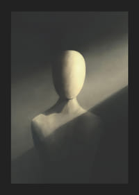 Arctalan alak illusztrációja lágy fényben, szürke árnyalatokban-1