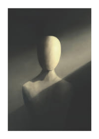 Arctalan alak illusztrációja lágy fényben, szürke árnyalatokban-3