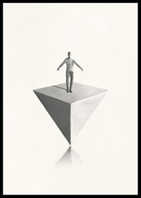 Illustration av man som balanserar på inverterad pyramid i gråskala-6