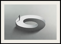 Surreal illustration of man on infinite circle shape-2