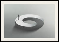 Surrealistisk illustration af mand på uendelig cirkelform-2