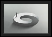 Surrealistisk illustration af mand på uendelig cirkelform-4