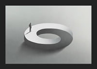Surreal illustration of man on infinite circle shape-5