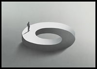 Surreal illustration of man on infinite circle shape-6