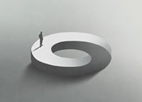 Surreal illustration of man on infinite circle shape-7