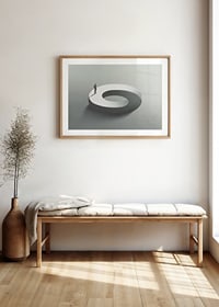 Surreal illustration of man on infinite circle shape-8