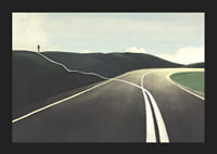 Illustration of road splitting, figure walking towards horizon-5