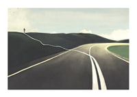 Illustration of road splitting, figure walking towards horizon-1