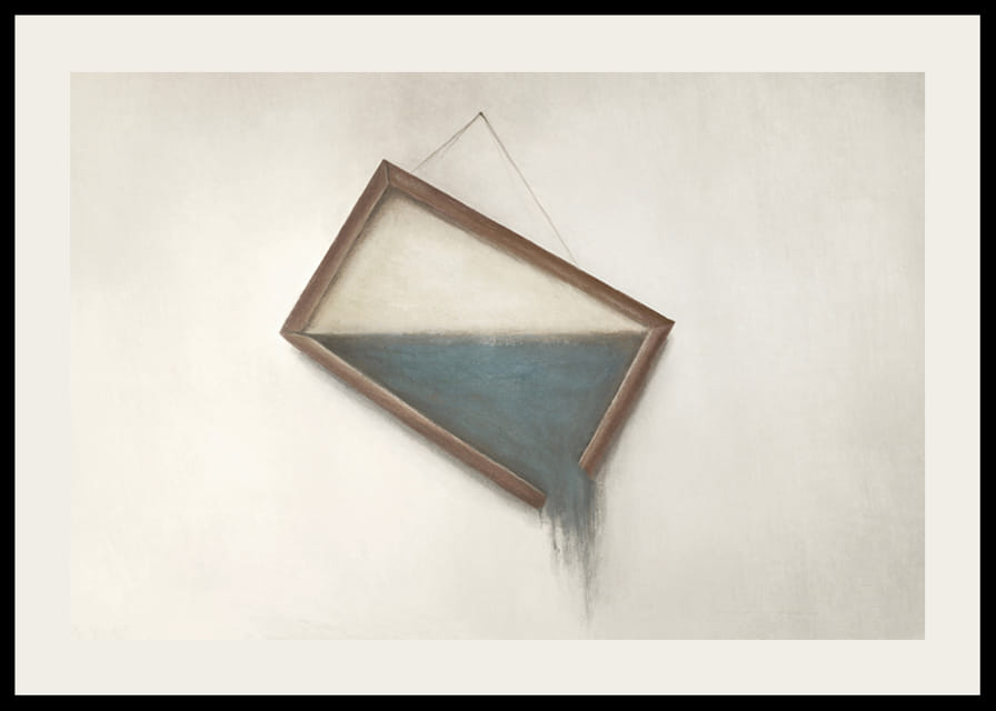 Surrealistische illustratie van scheef hangend frame met water-12