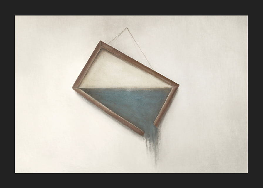 Surreal illustration of crooked hanging frame with water-12