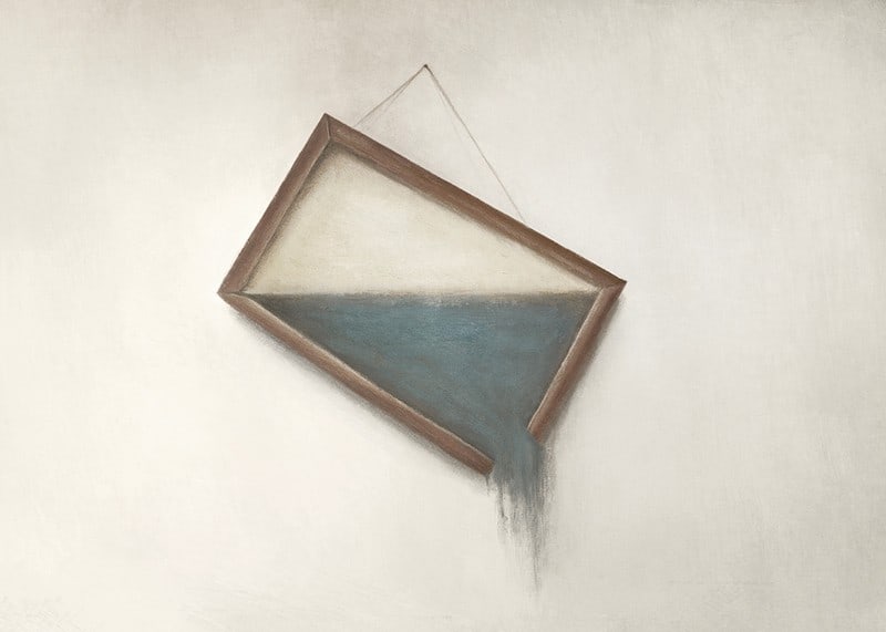 Surreal illustration of crooked hanging frame with water-12