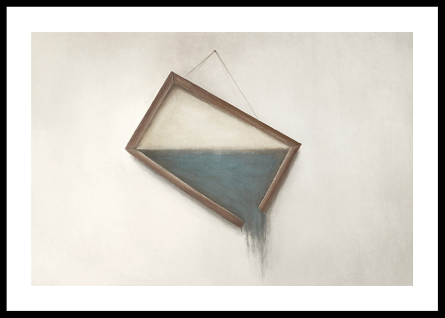 Surreal illustration of crooked hanging frame with water-12