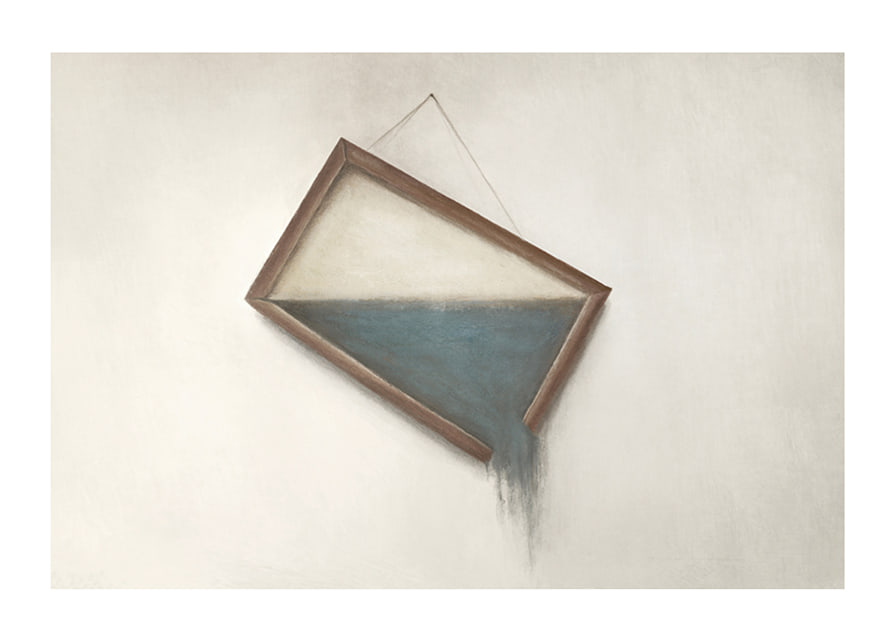 Surreal illustration of crooked hanging frame with water-12